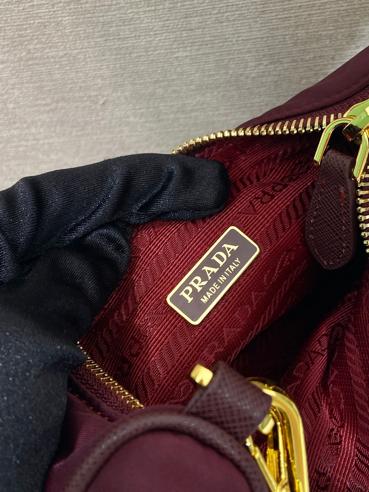 PRA Hobo Underarm Bag burgundy nylon fabric