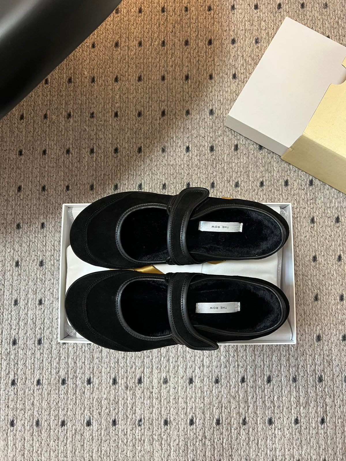 The Row 2025 Ballet Flat Black Suede Wool 561592
