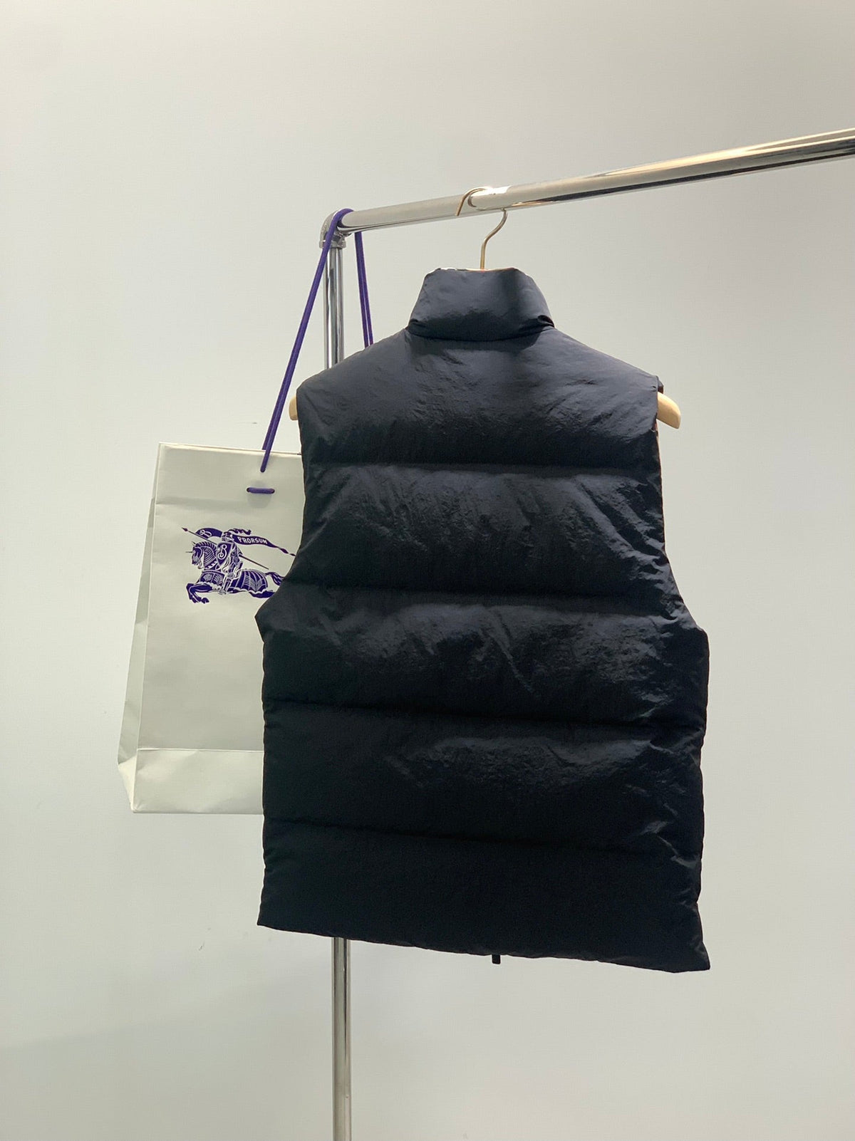 Burberry 25 Down Vest Black Mix Colors Polyester Cotton