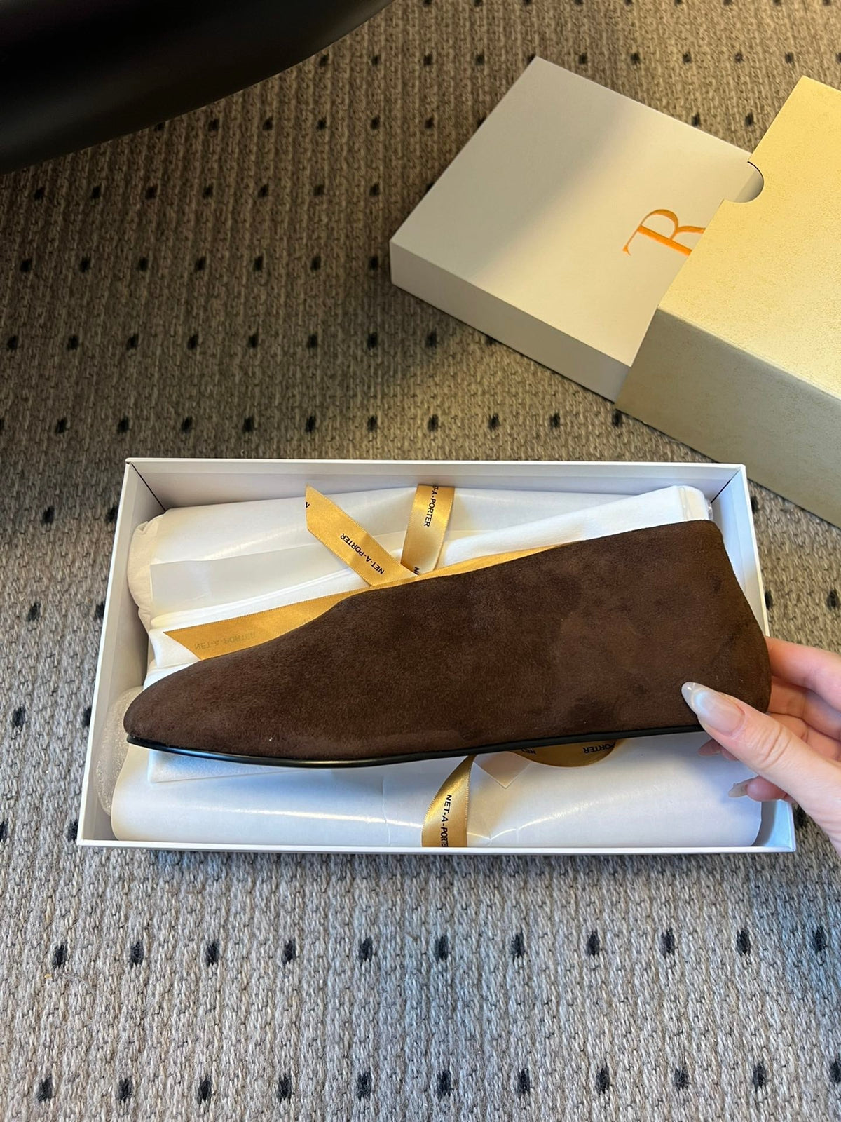 The Row 2025 Stella slip-on Shoe Brown Suede Wool 561642