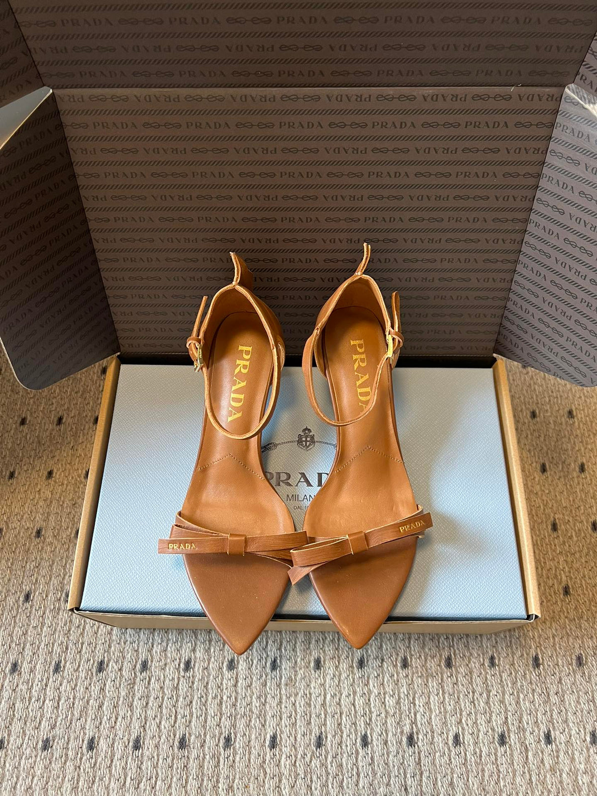 PRA 26S High-Heeled Sandals 60 Camel Brown Cowhide 627446