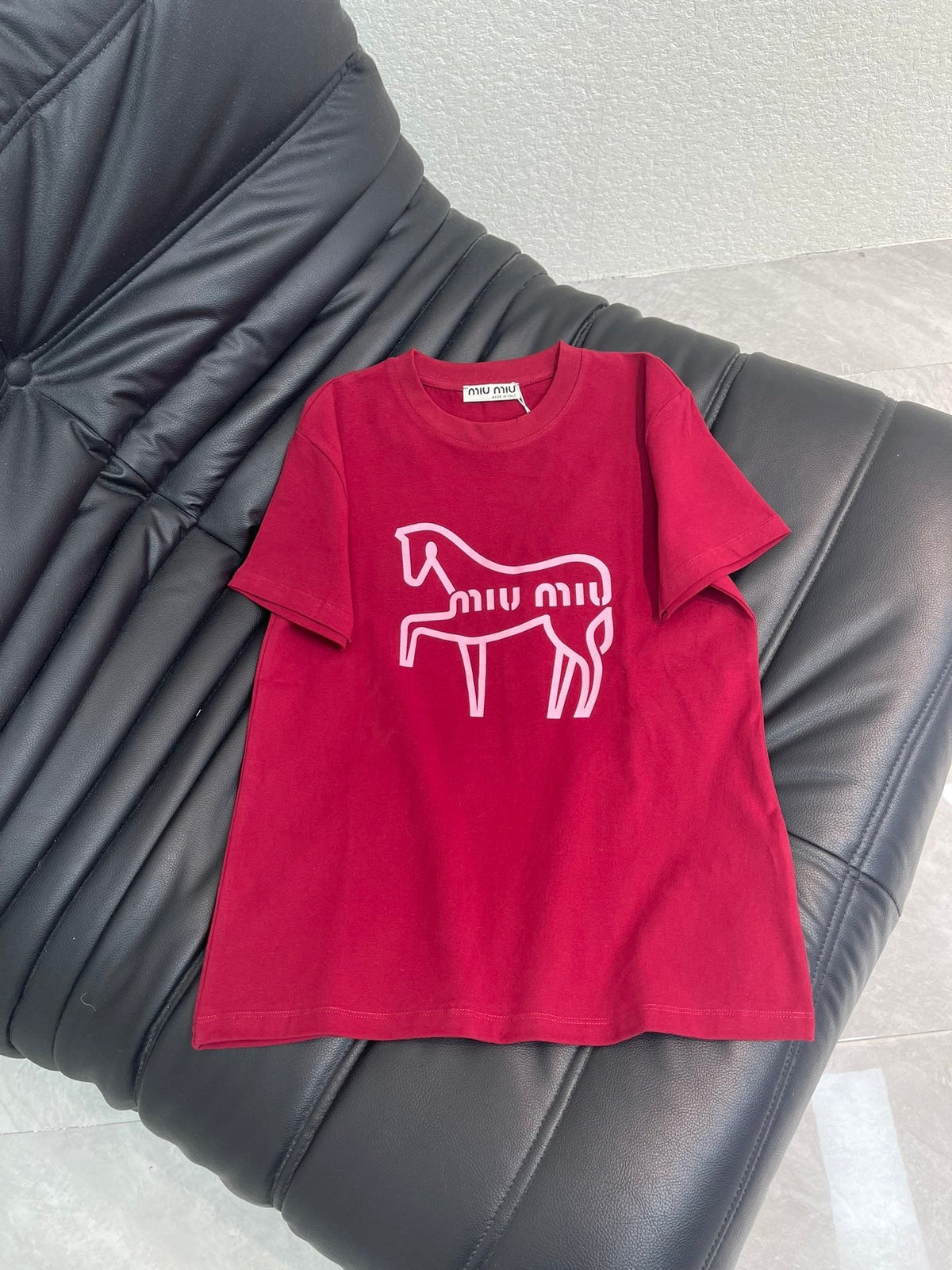 Miumiu 2026 Crew Neck Short-Sleeve T-Shirt with Logo Cotton 344319