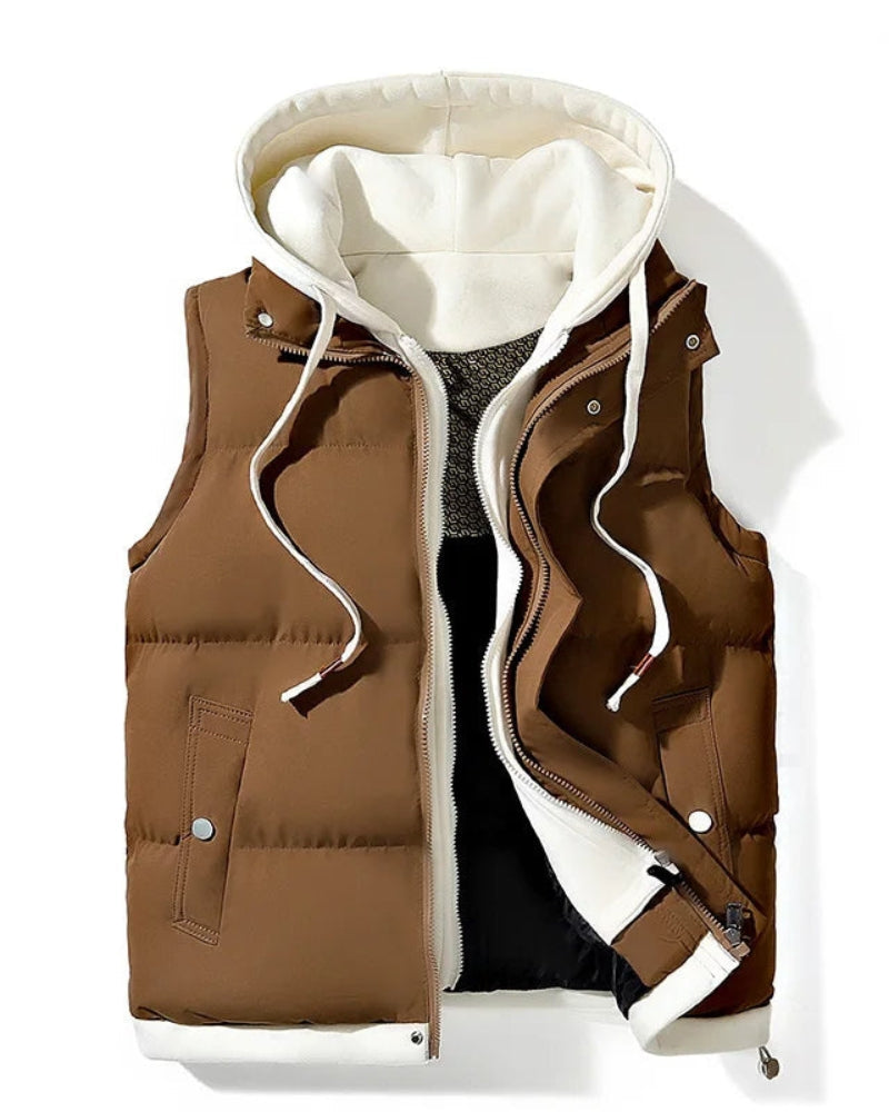 VELORA - Soft Shell Hooded Puffer Gilet VEV41957
