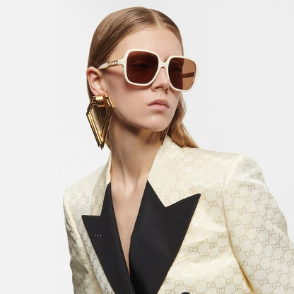 SQUARE FRAME SUNGLASSES 573309 IN ACETATE EMBOSSED LOGO