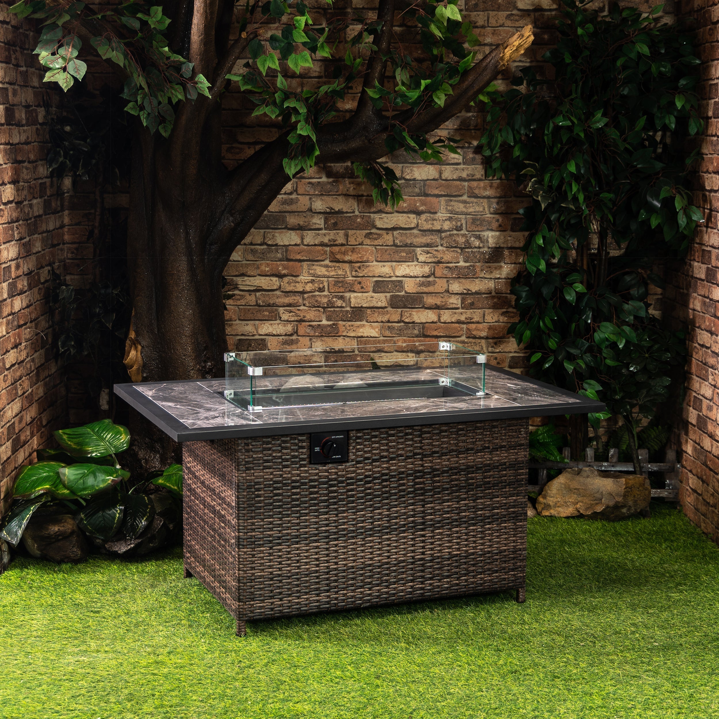DekoLiving COB10002 Wicker Gas Outdoor Firepit