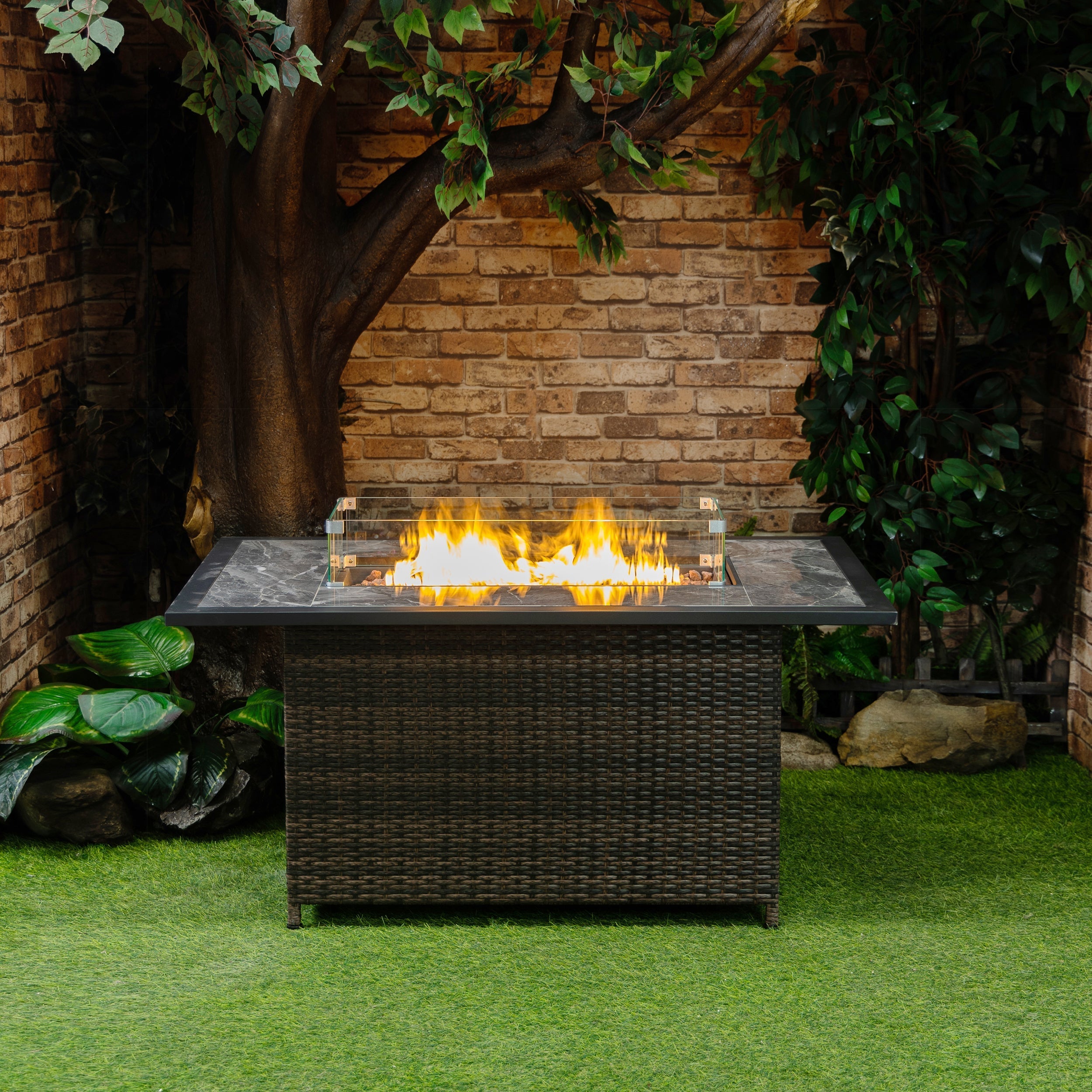 DekoLiving COB10002 Wicker Gas Outdoor Firepit