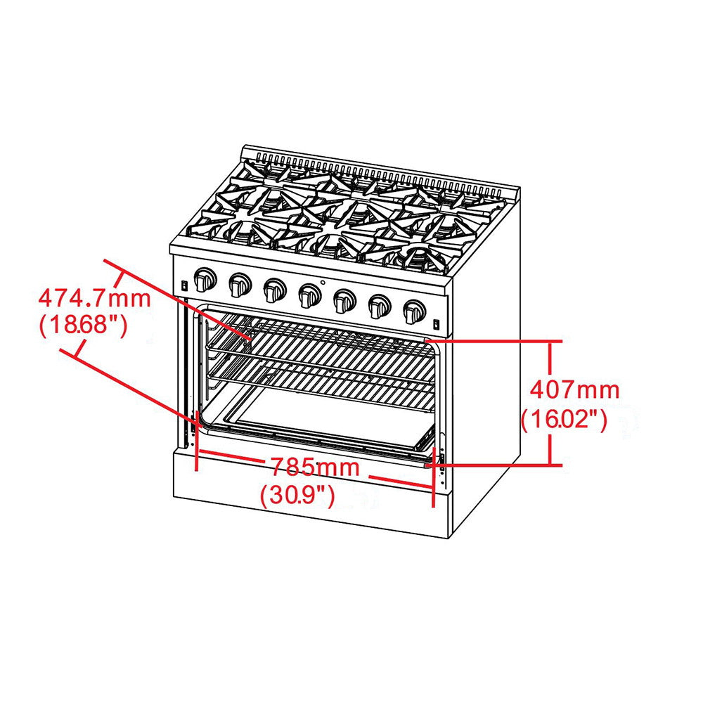 Forno FFSGS6244-36 36″ Galiano Gas Range with FORNO ALTA QUALITA Pro-Style Gas 6 Italian Burners 83,000 BTU All Stainless Steel