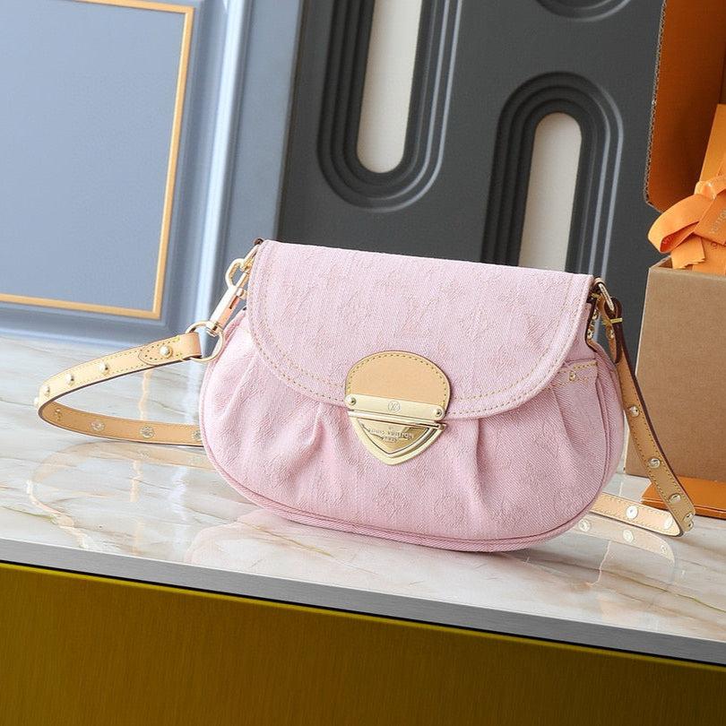 LV Sunset Bag 27cm Pink Monogram Denim Gold Hardware