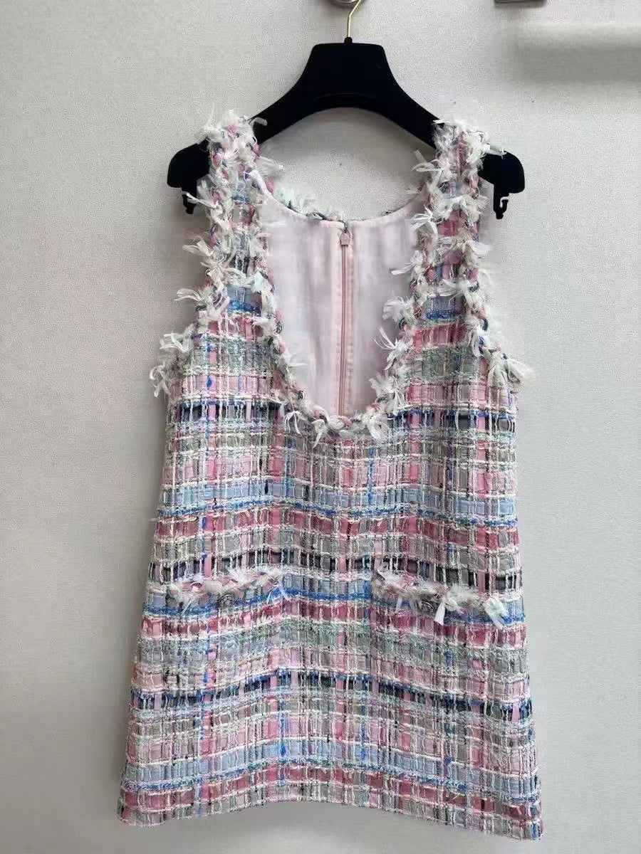 CC V-Shift Dress Multicolor Tweed