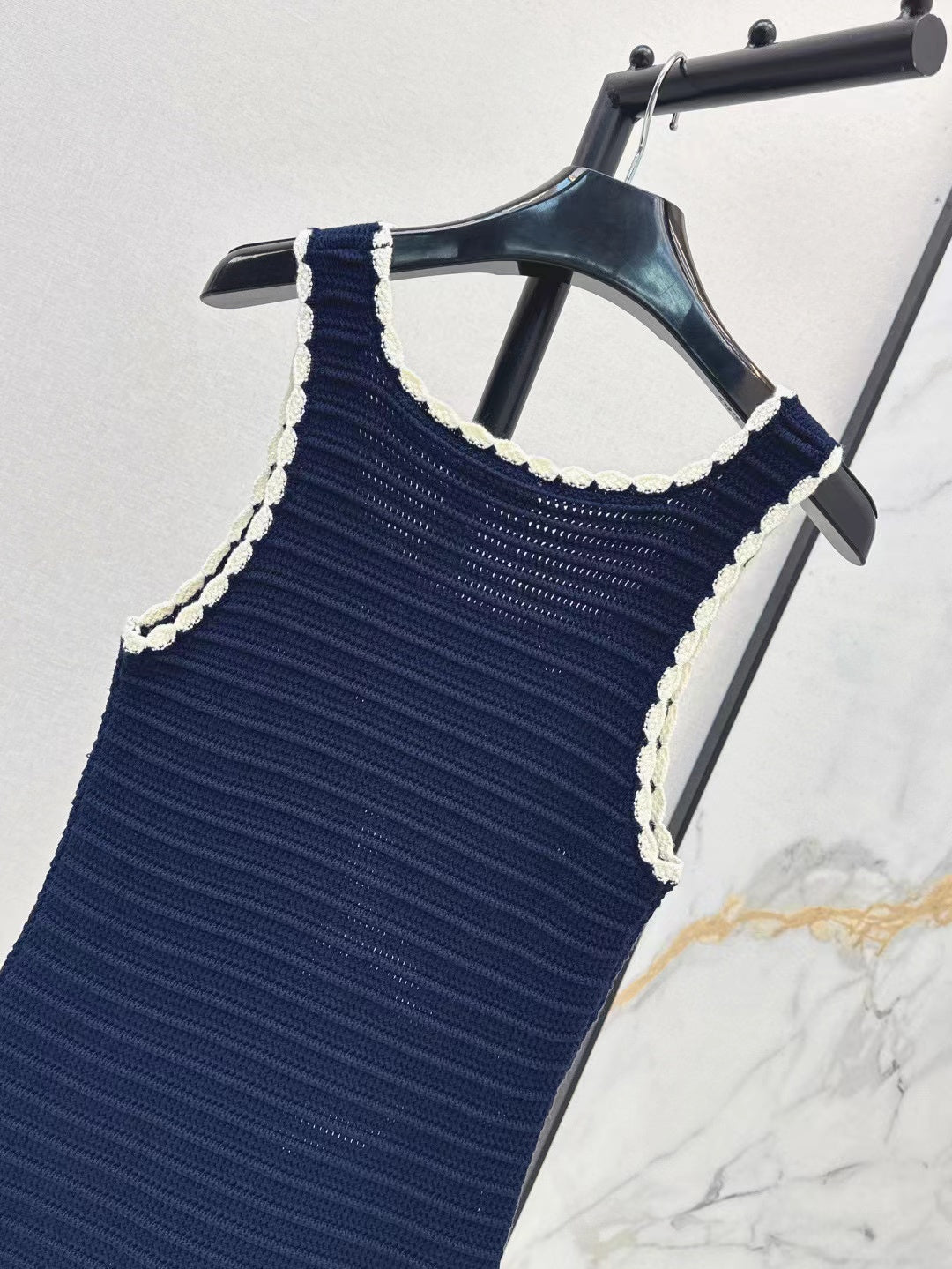 Celine Vest Dress Blue White Cotton