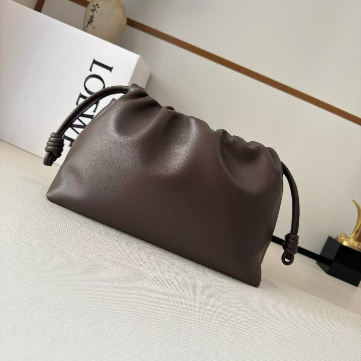 Loew Medium Flamenco Bag 30cm Dark Brown Lambskin