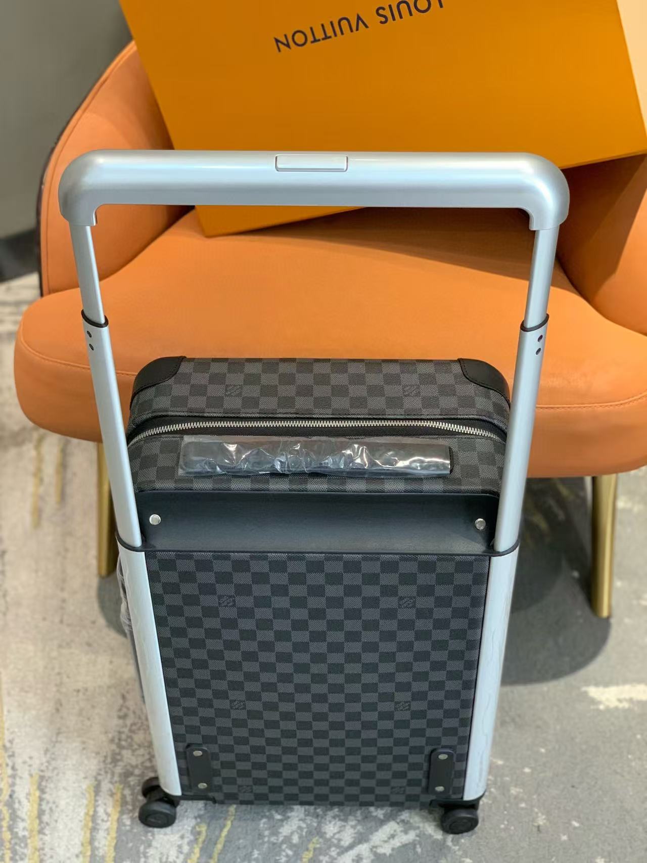 Louis Vuitton Horizon 55 Suicase Gray Black Leather