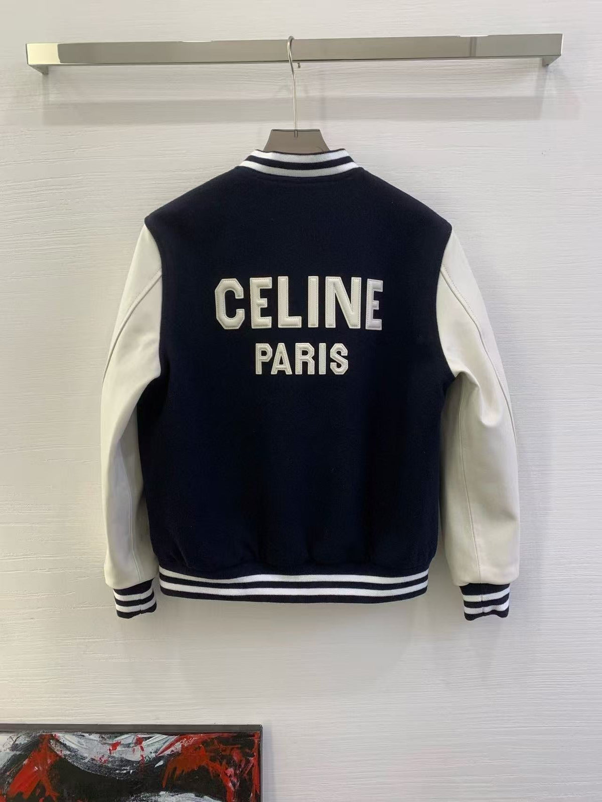 Celine 25 Jacket Blue White Wool