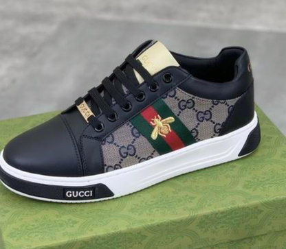 GG 25 Men's ACE Sneaker Black Sheepskin Canvas