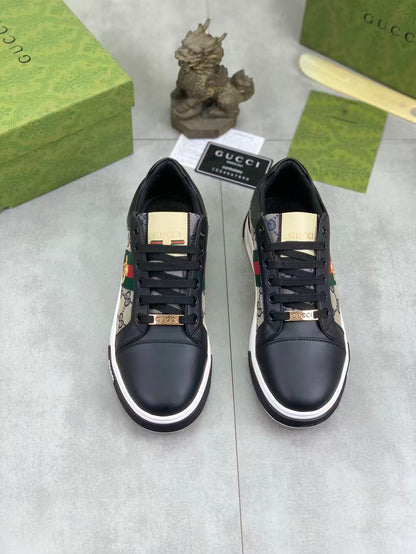 GG 25 Men's ACE Sneaker Black Sheepskin Canvas