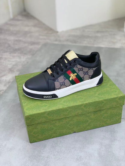 GG 25 Men's ACE Sneaker Black Sheepskin Canvas