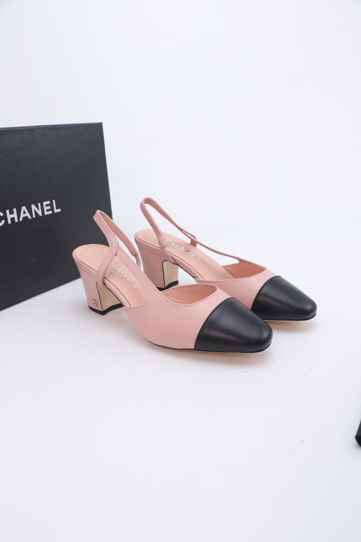 Chanel 2025 Slingback Pink Black Lambskin