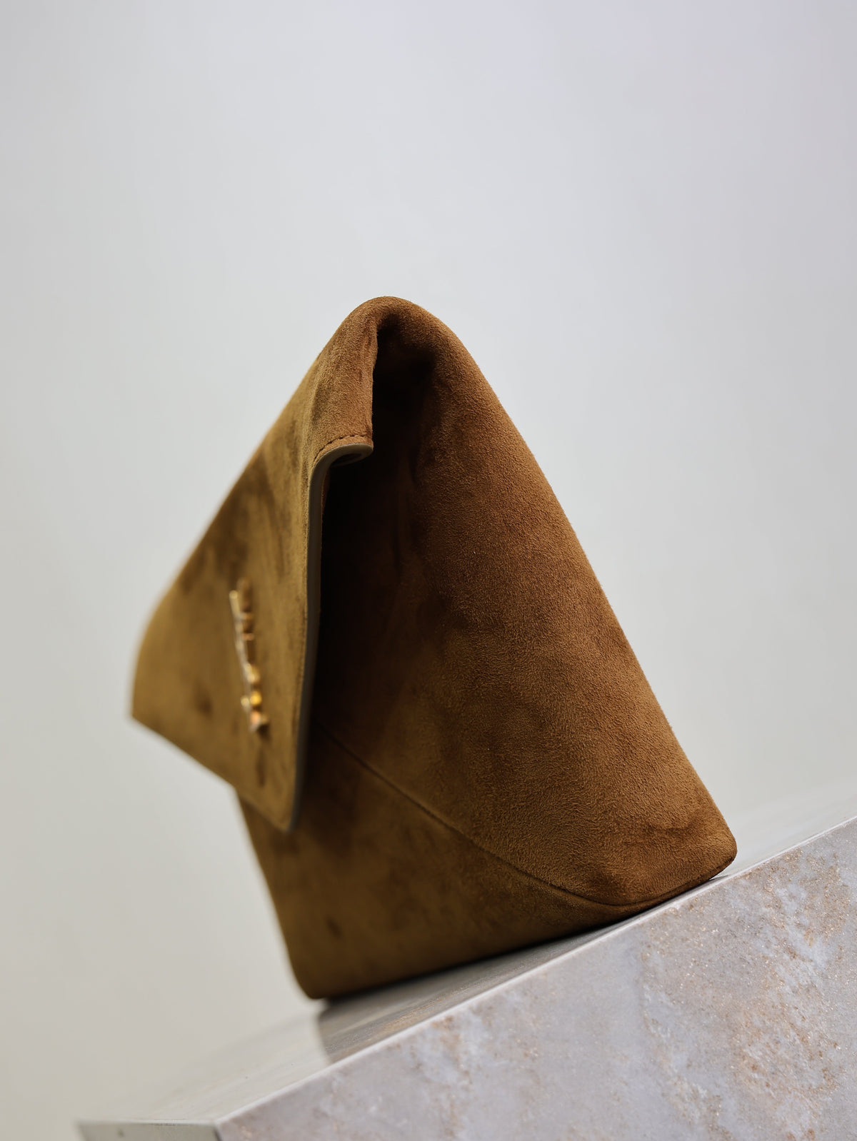YSL 2026 Cassandre Envelope Bag 29.5cm Brown Suede