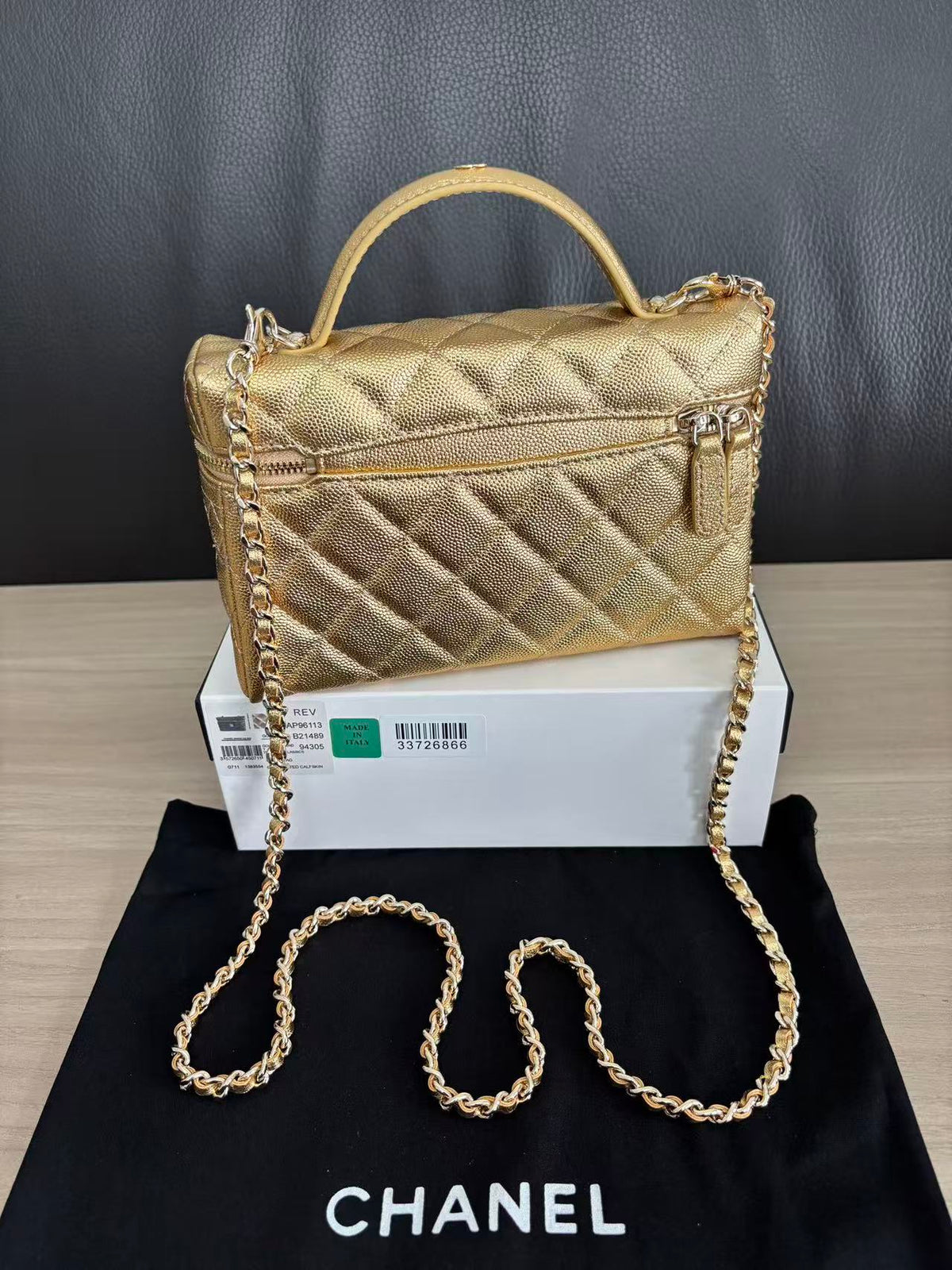 Chanel 2026 Vanity With Chain Gold Metallic Shiny Lambskin