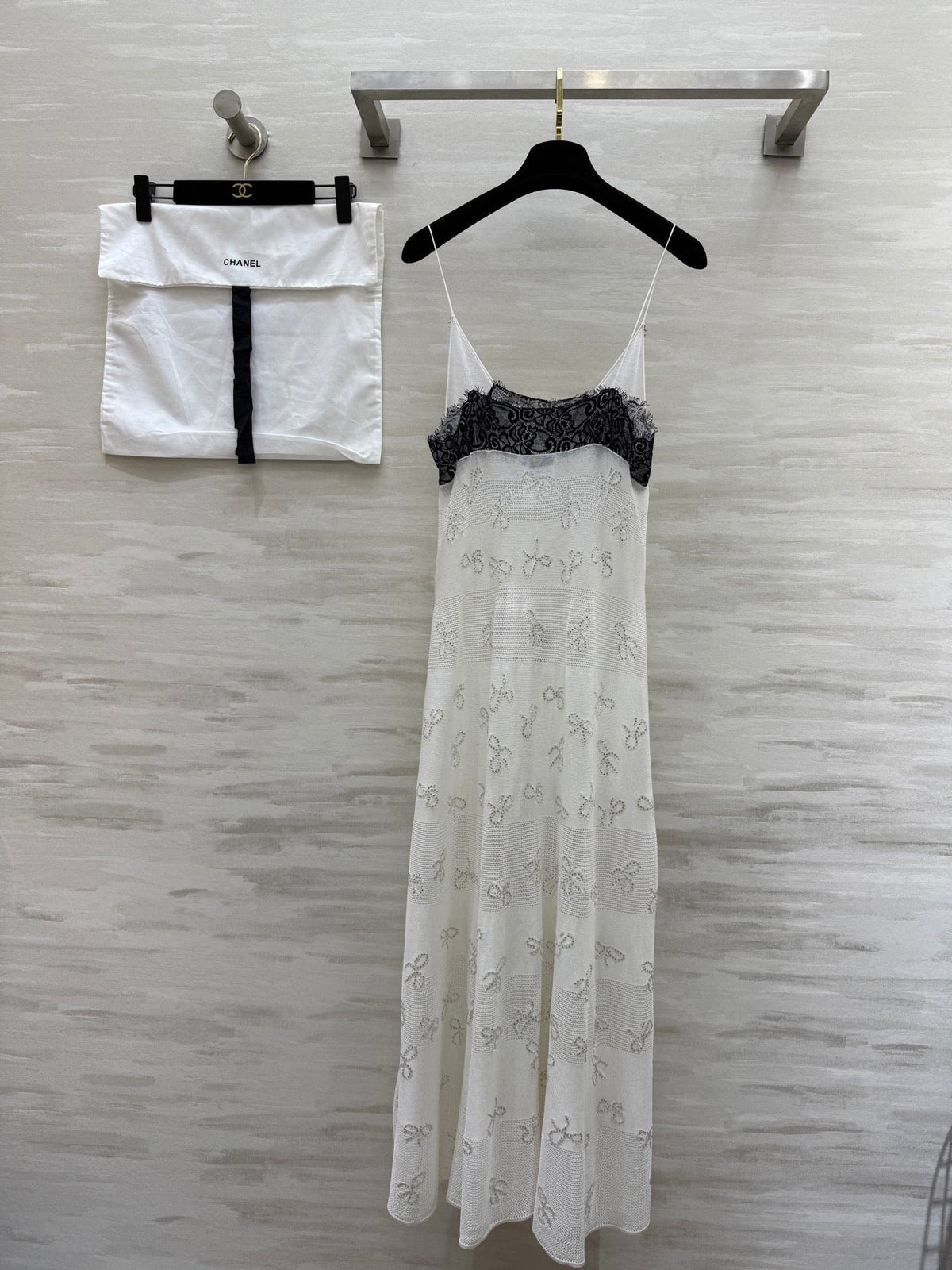 Chanel 2026 Camisole Dress White Lace Cotton