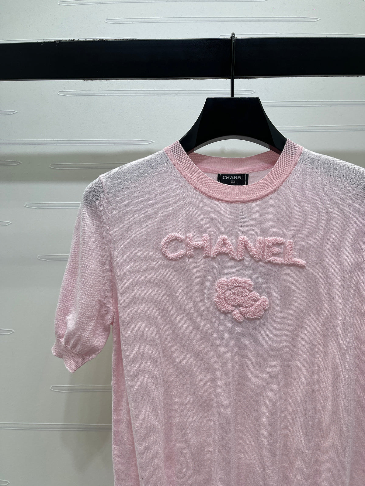 Chanel 2026 Flower T-shirt Black and Pink Tencel