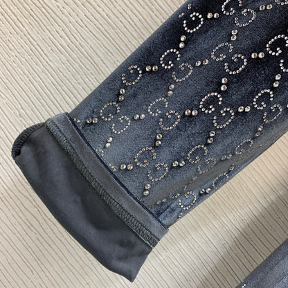 Gucci 2026 GG Crystal Embroidery Jumpsuit Blue Viscose Polyester
