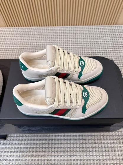 Gucci 2026 Screener Sneaker White Green Red Mesh Leather