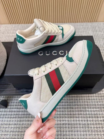 Gucci 2026 Screener Sneaker White Green Red Mesh Leather