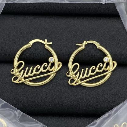Gucci Script Hoop Gold Earrings