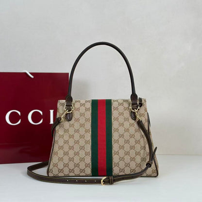 Gucci 2026 Paparazzo Bag 32cm Beige Red Green Canvas