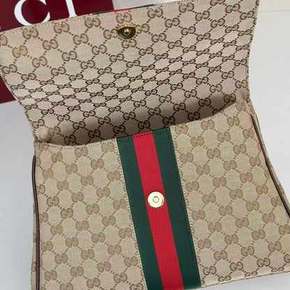 Gucci 2026 Paparazzo Bag 32cm Beige Red Green Canvas