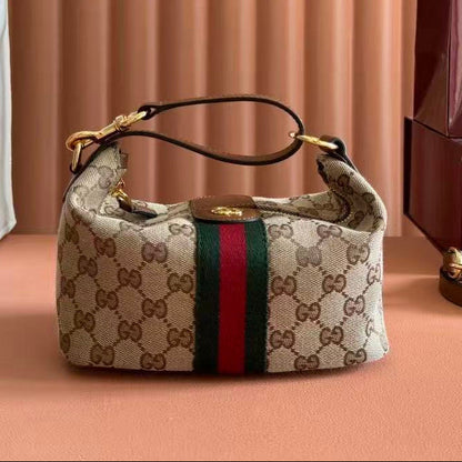 Gucci 2026 Vanity Top Handle Bag 19cm Ebony Dark Brown Canvas Leather