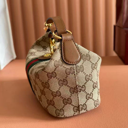 Gucci 2026 Vanity Top Handle Bag 19cm Ebony Dark Brown Canvas Leather