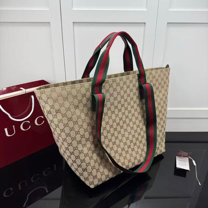 Gucci 2026 Tote Bag 36cm Sand Brown Canvas