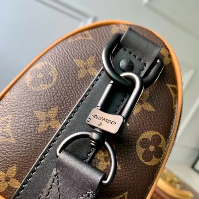 LV 2026 Keepall Bandouliere Bag 25cm Black Brown Canvas Cowhide