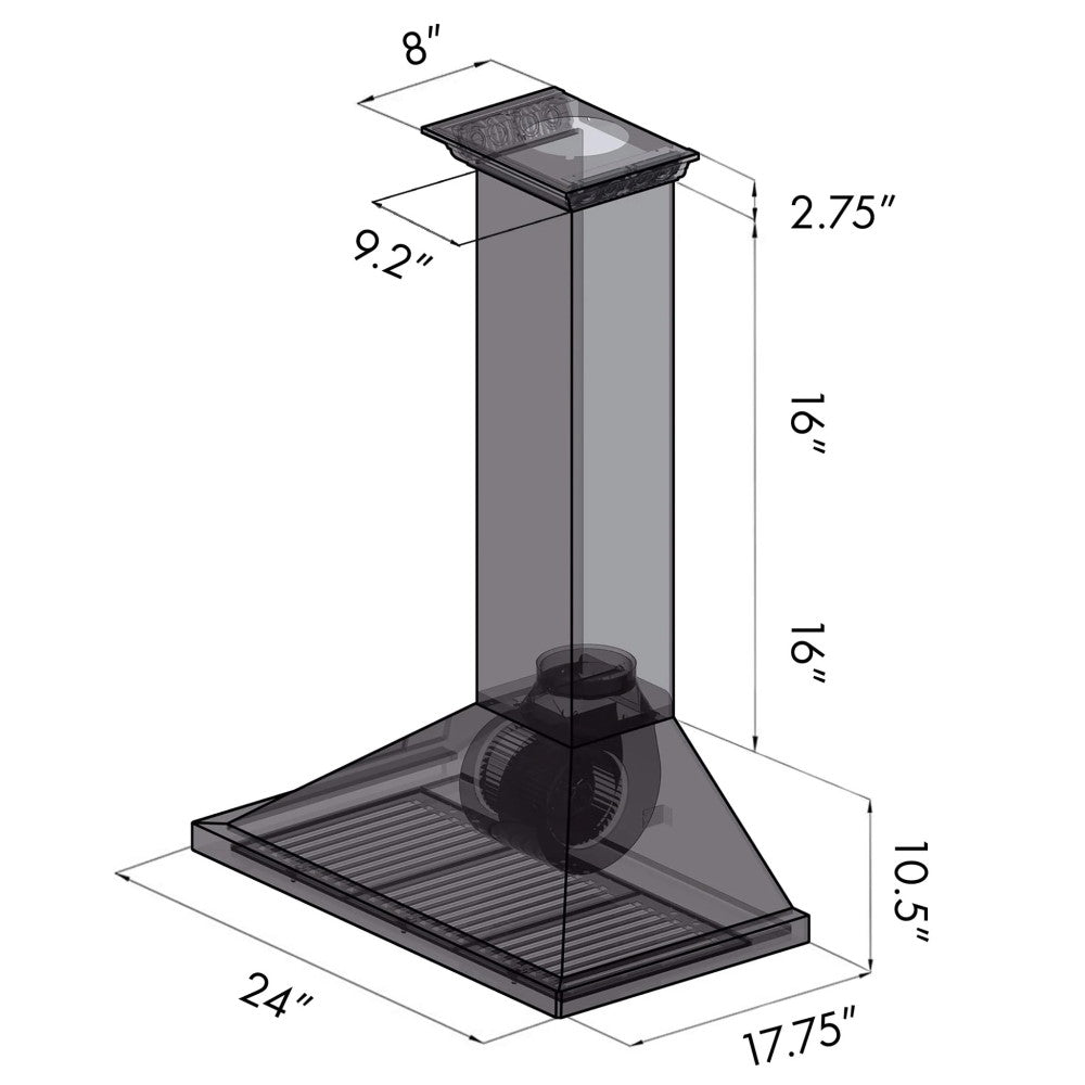 ZLINE Wall Mount Range Hood in Stainless Steel with Built-in CrownSound® Bluetooth Speakers (KBCRN-BT)