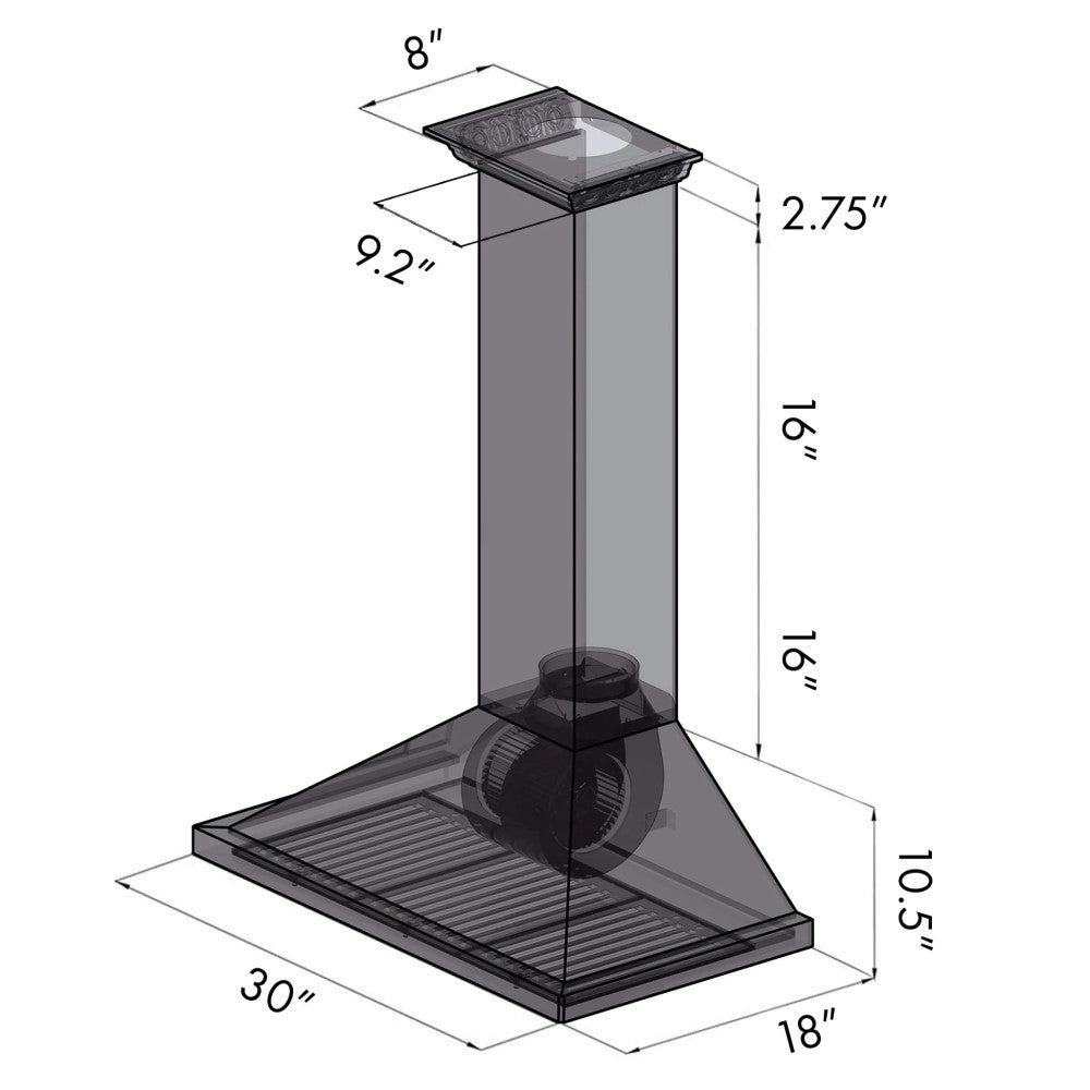 ZLINE Wall Mount Range Hood in Stainless Steel with Built-in CrownSound® Bluetooth Speakers (KBCRN-BT)