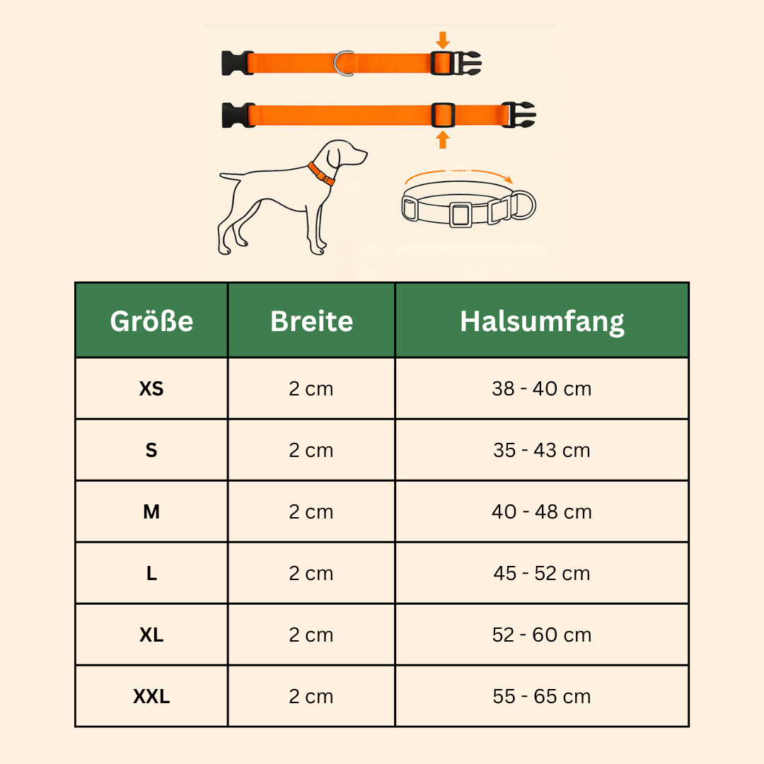 groessentabelle fuer luminoxtm led hundehalsband