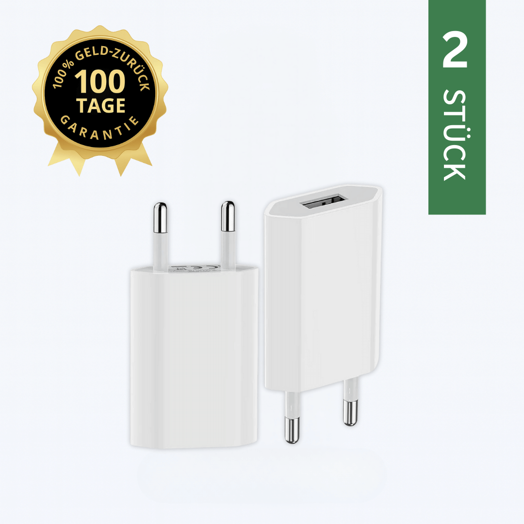 usb ladeadapter set mit zwei steckern und 100 tage garantie