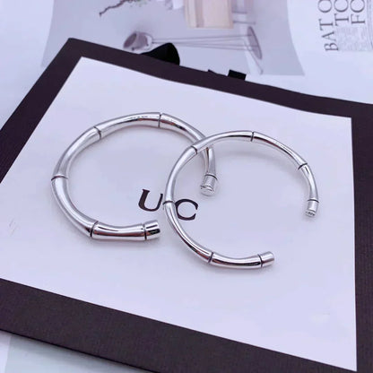 STERLING SILVER HIGH BAMBOO OPEN BRACELET