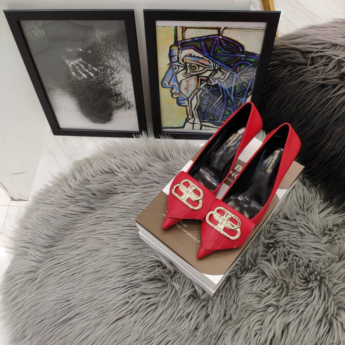 Balenciaga 26s Heel Pump 80 Double-B Cowhide 681296