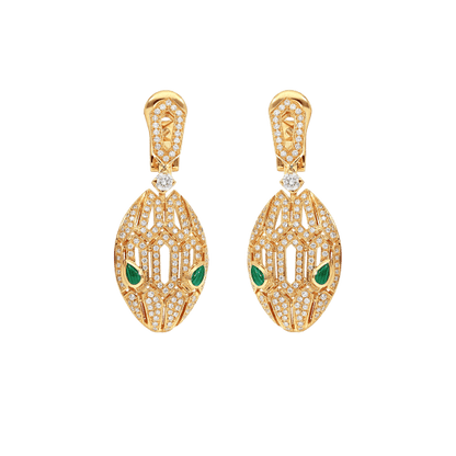 SERPENTI MALACHITE DIAMOND EARRINGS GOLD