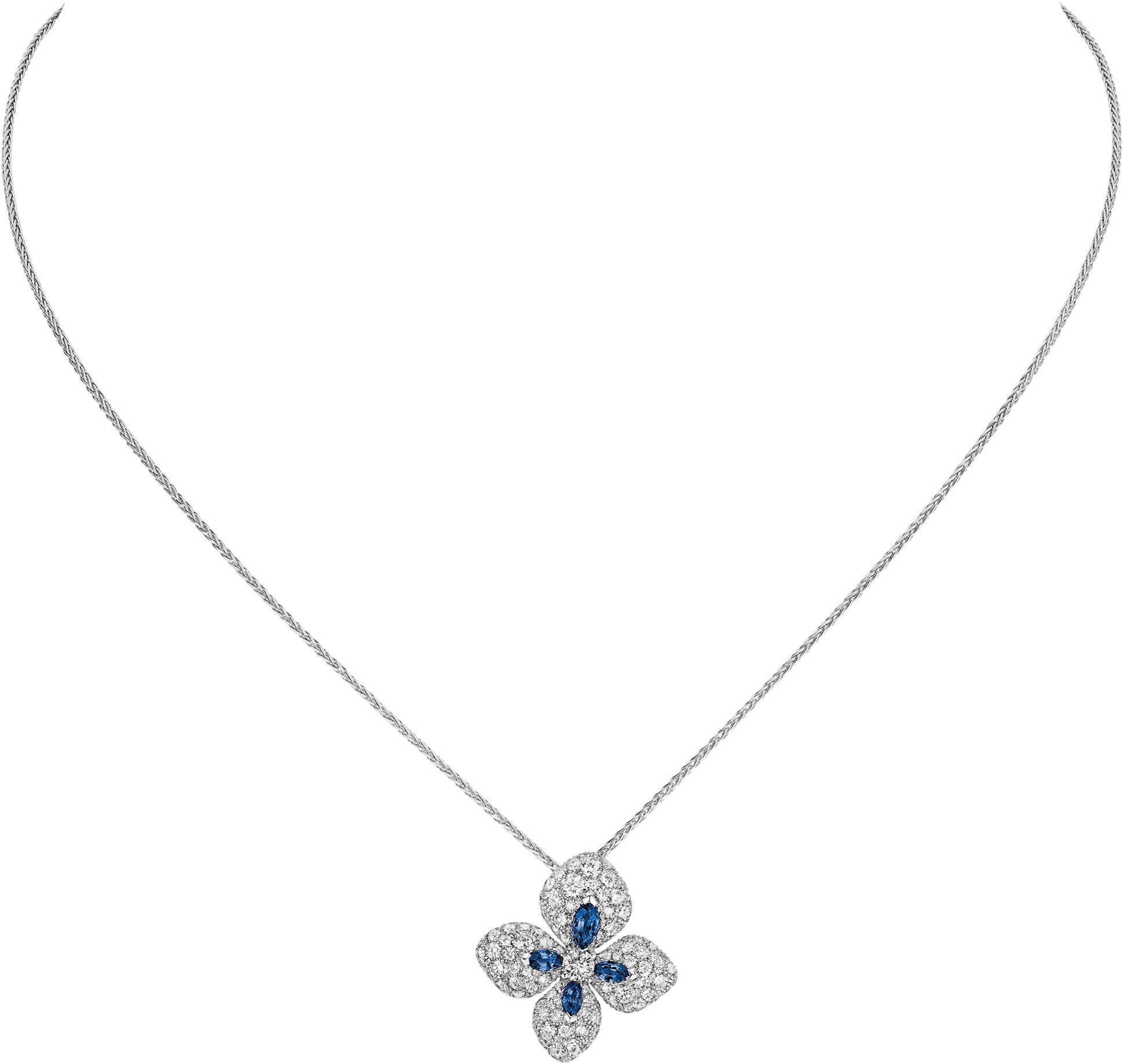 HORTENSIA NECKLACE AGATE DARK SILVER DIAMOND