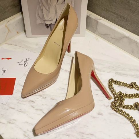 CL Pigalle Plato Pumps 100mm Patent Leather Nude