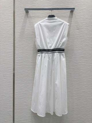 Prada 25 Sleeveless Belted Dress Cotton