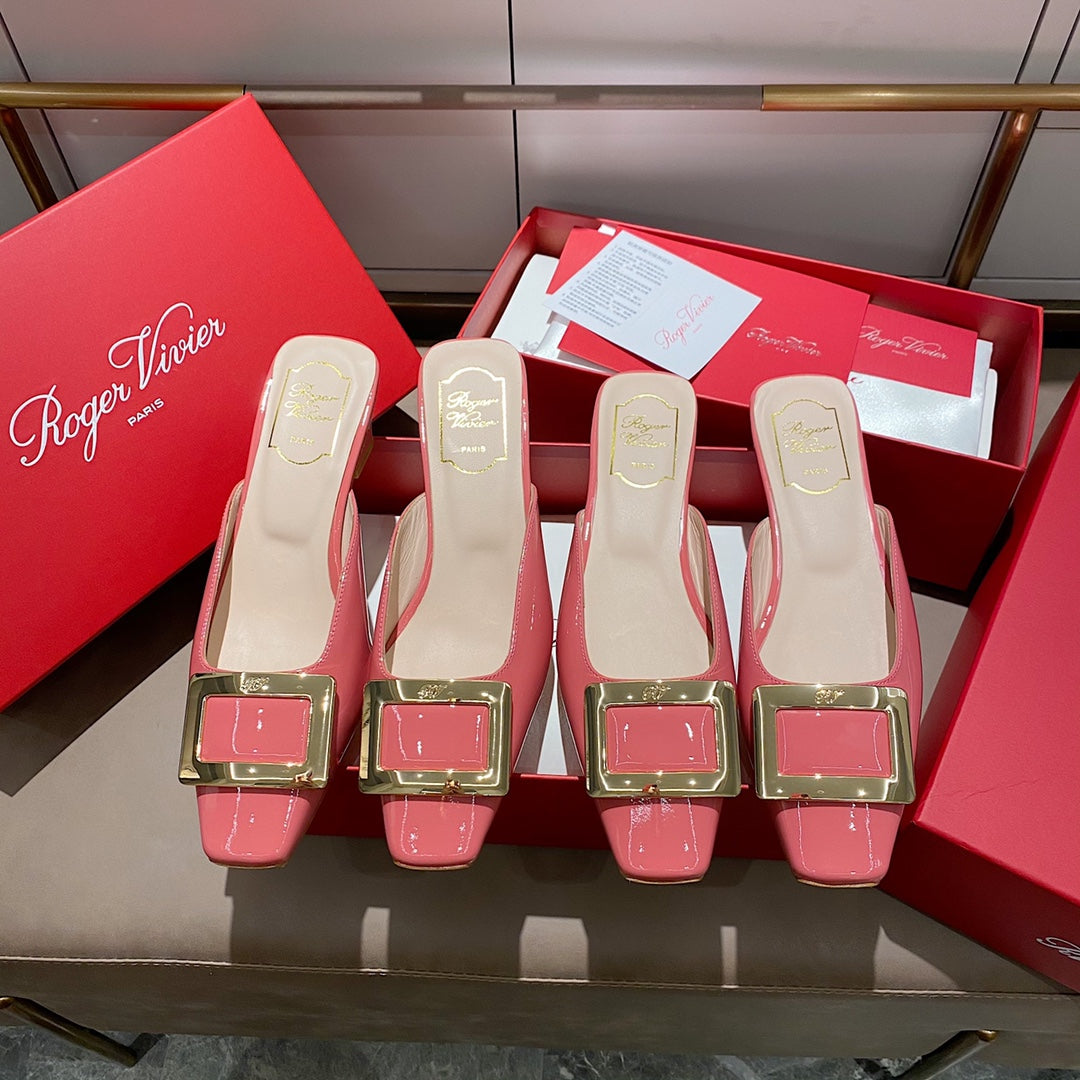 Viv Mules Pink Patent Leather 307795