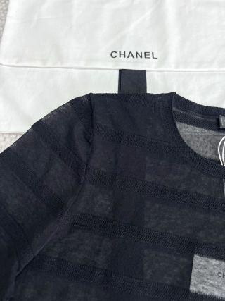 CC See-through Striped Short Sleeves T- shirt Cotton