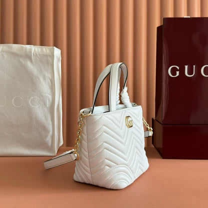GG 2025 Marmont Tote Bag White Sheepskin