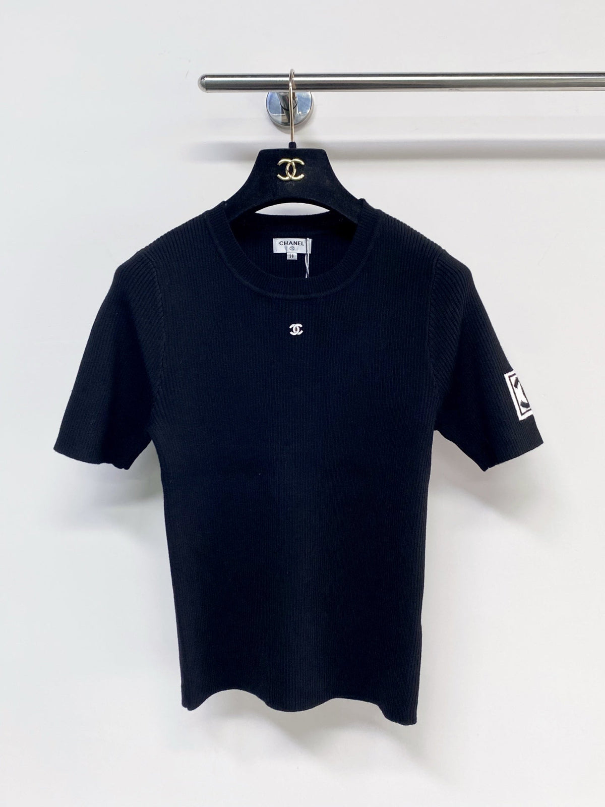 Chanel 2026 Short-Sleeve Shirt Black and White Wool 99210