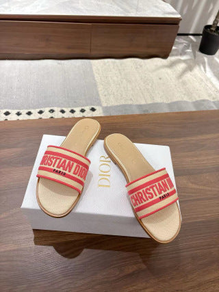 CD 26s Embroidered Sandals Canvas Sheepskin 664321